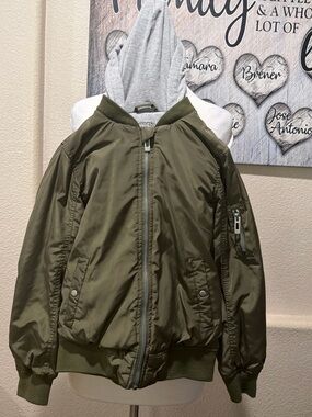 George Olive Green Hooded Puffer Jacket for Kids